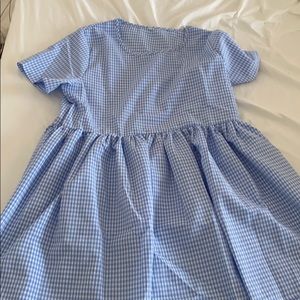 Blue Checkered Baby Doll Dress